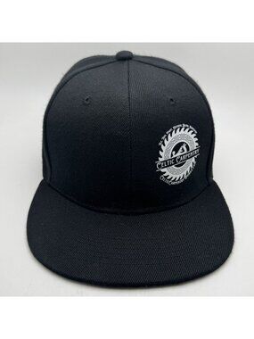 Celtic Carpentry Flat Brim Snapback Hat Cap Black 100% Polyester Adjustable